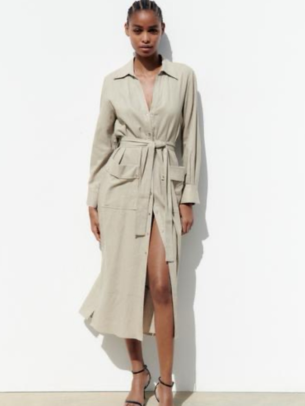 Zara Linen Blend Shirt Dress